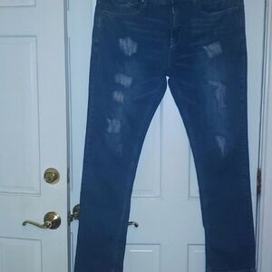 Xios denim blue distressed jeans 38x32.